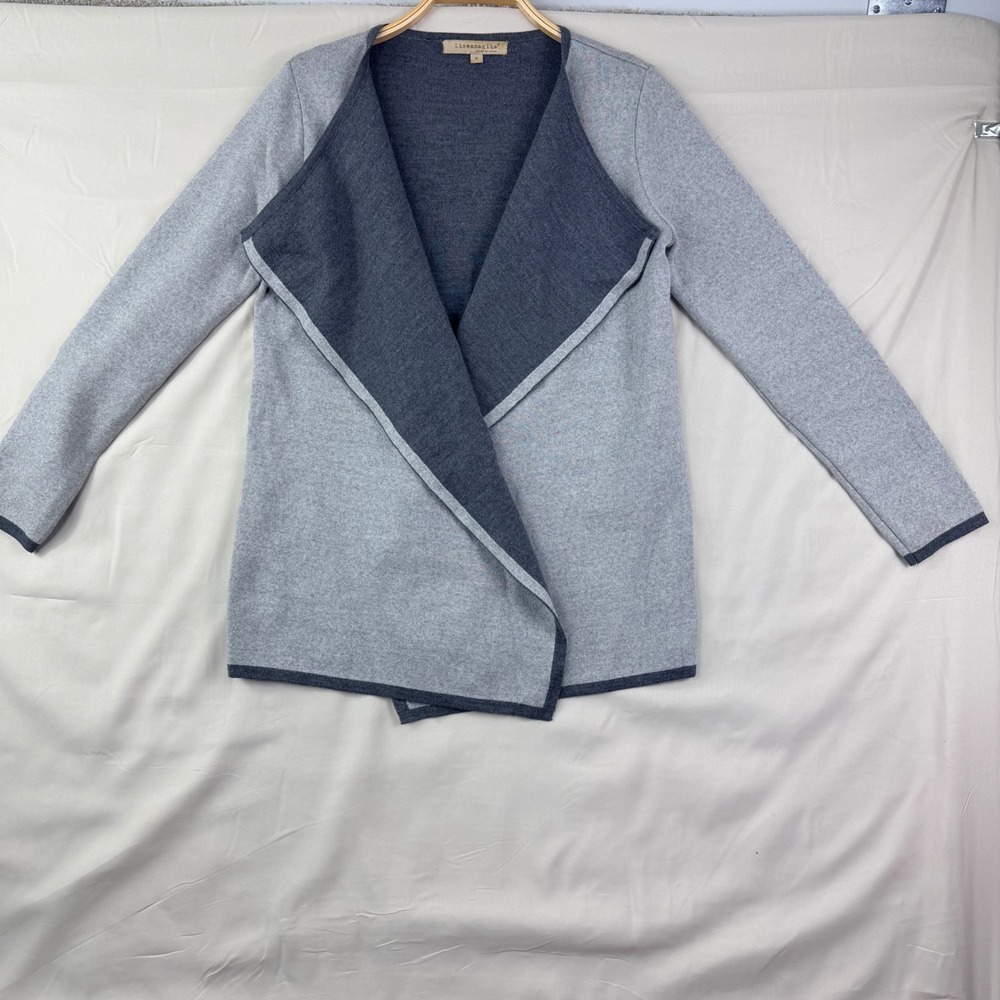 Lineamaglia Made in Italy Size M Gray Colorblock Waterfall Cardigan Lagenlook